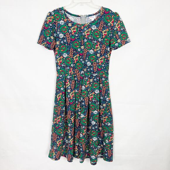 LuLaRoe A-Line Floral Short Sleeve Dress Size Medium - Picture 1 of 11